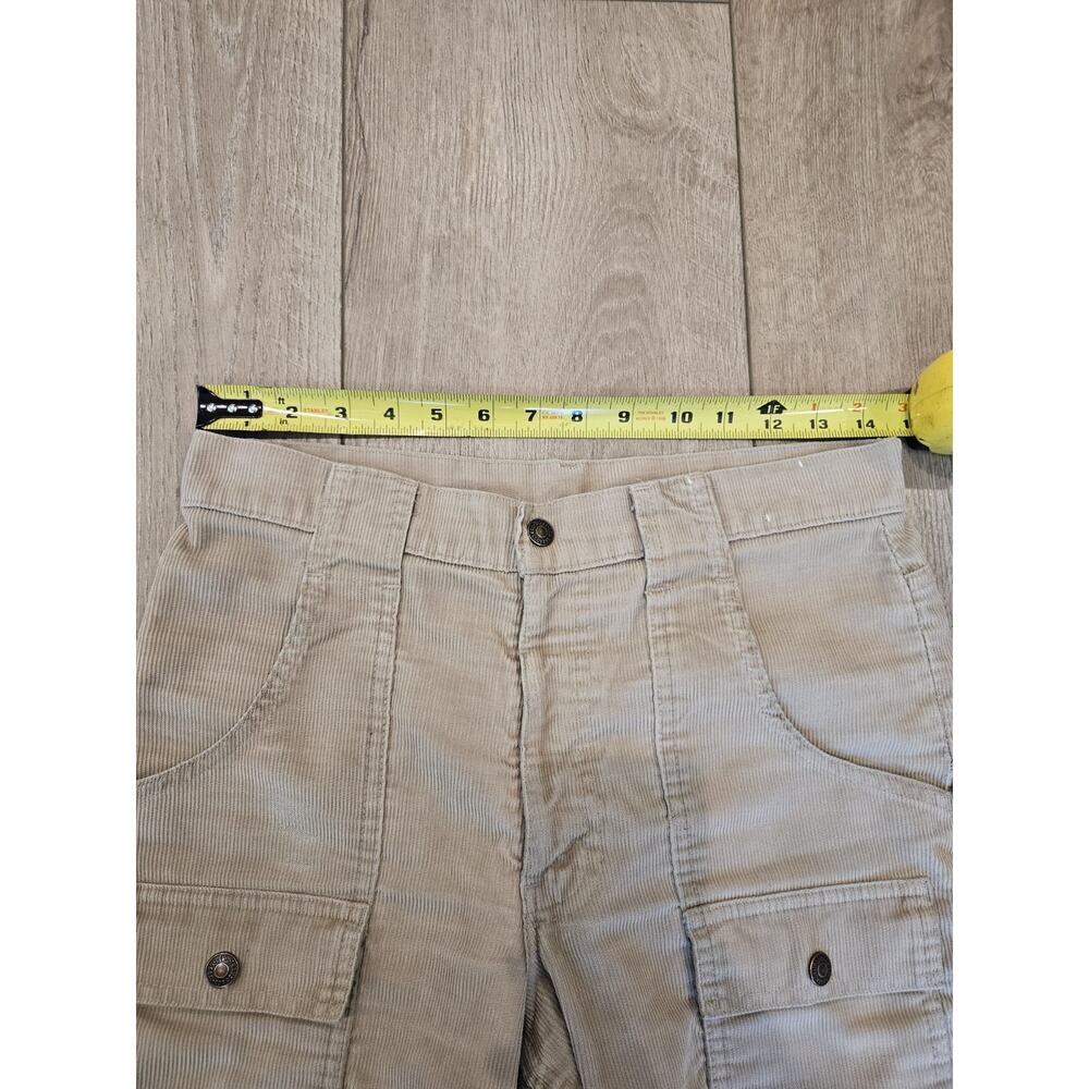 Vintage 70s Levi's Black Tab Corduroy Utility Cargo Pants Tan W30 L29 - Picture 9 of 11
